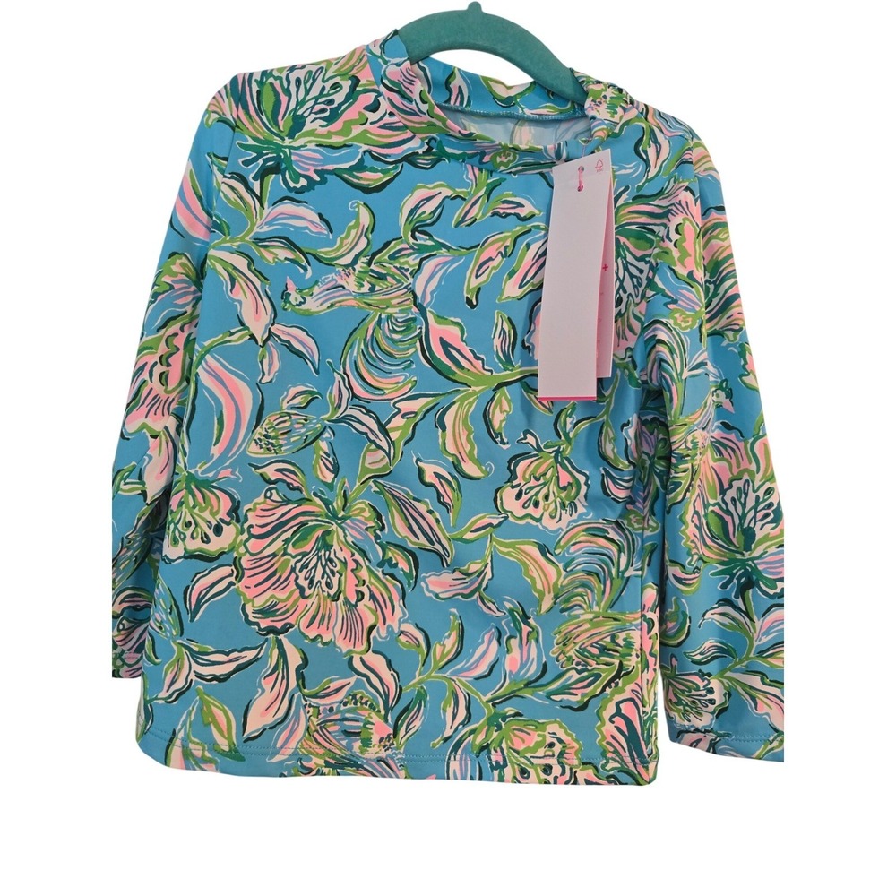 Lilly Pulitzer Kids UPF 50+ Long Sleeve Rashguard Swim Top Floral